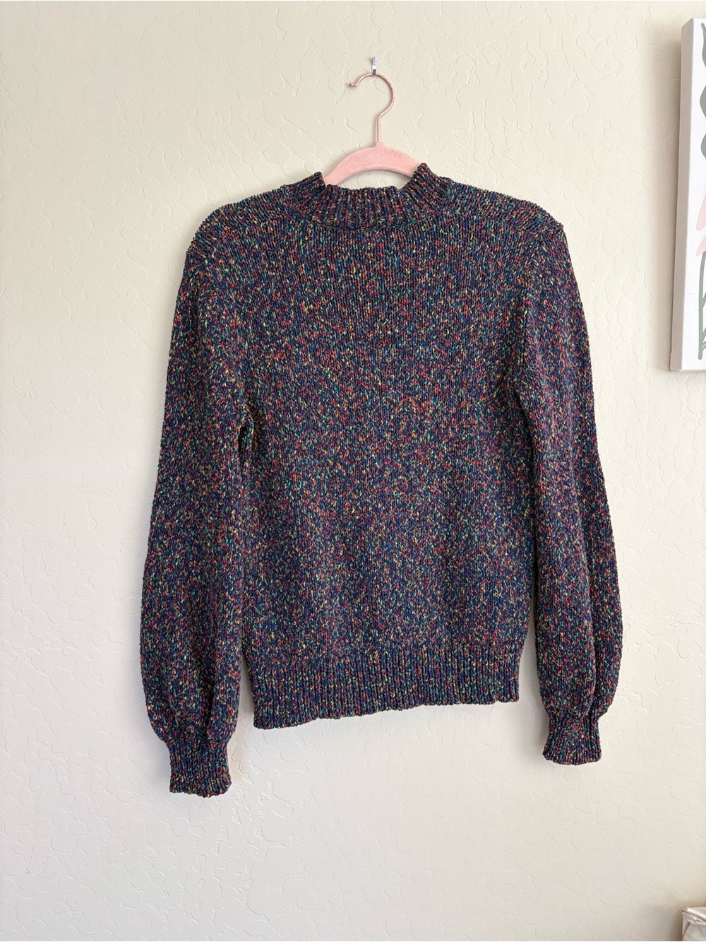 Anthropologie Seen Worn Kept Confetti Mockneck Sweater Purple Medium - Picture 6 of 7
